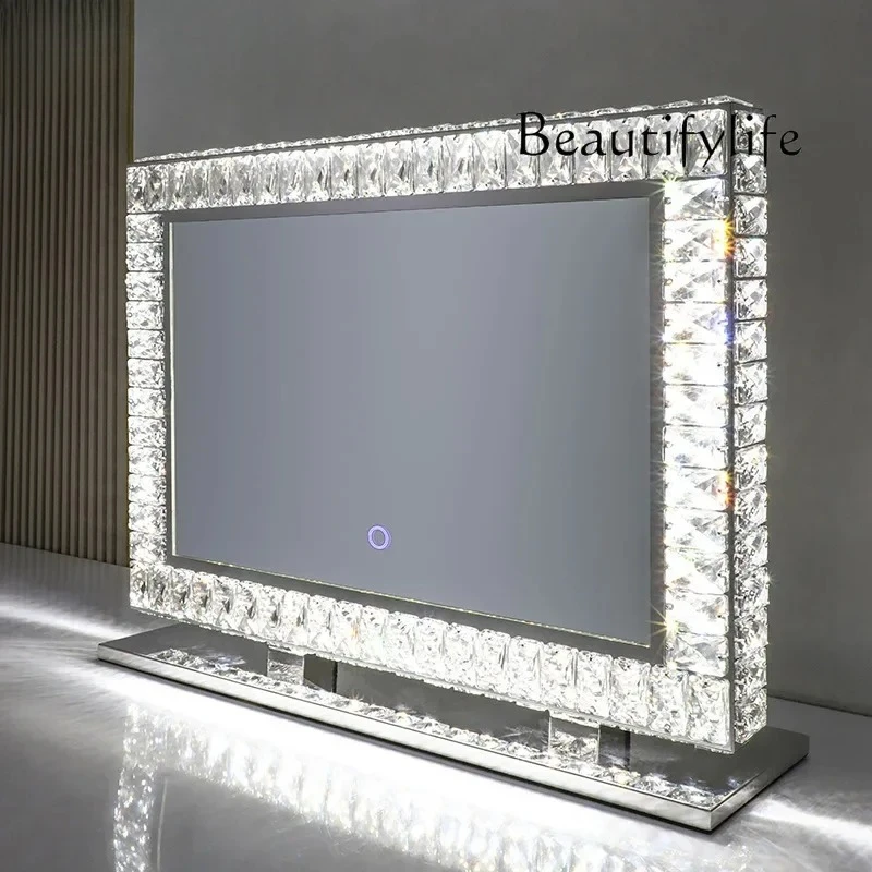 

yj15 Crystal makeup household lamp vanity mirror desktop desktop girl heart light luxury intelligent fill light mirror