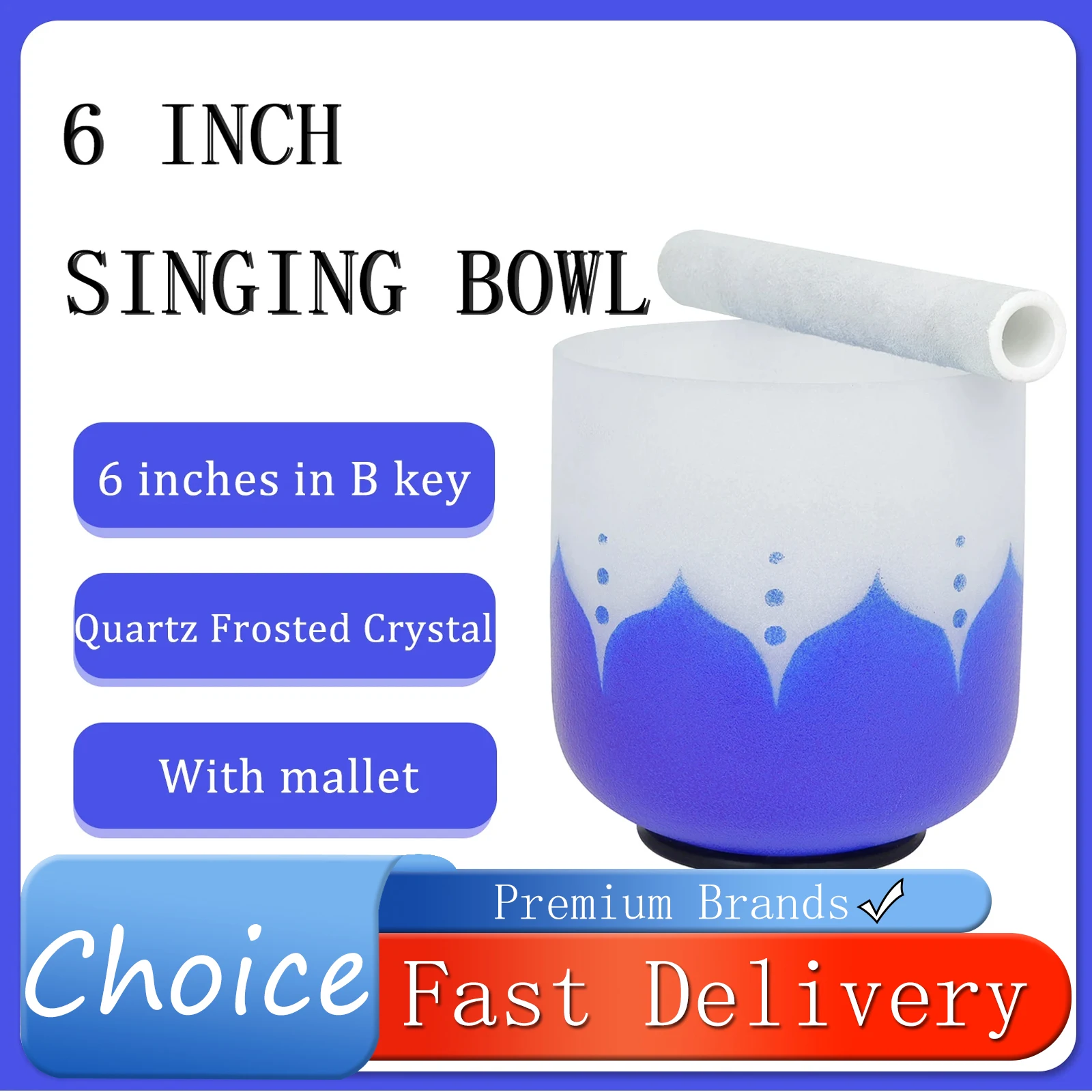 

IRIN 6 Inch B Key Singing Bowl Music Bowl Matte Quartz Crystal Singing Bowl Rubber Ring Free Mallet Stick Percussion Instrument