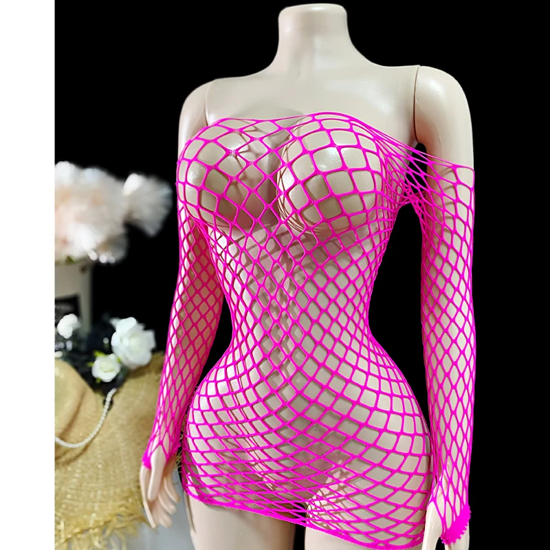 1PC Donne A Rete Coprispalle Senza Bikini Lingerie Sexy Vedere Attraverso Scava Fuori Vestito Aderente Manica Lunga Beachwear DS136