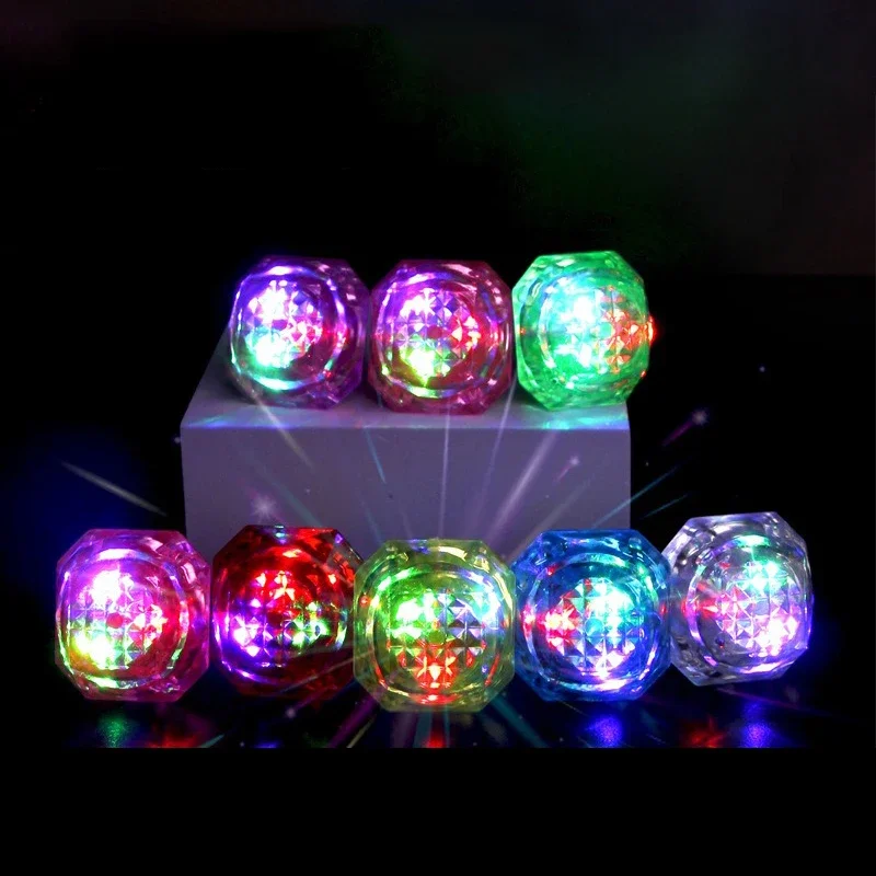 3/5/10pcs Grand Event Large Simulated Diamond Ring Birthday Halloween Party Props LED Colorful Glow Ring Light Finger Light