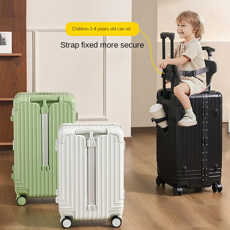 Aluminium Frame 20 Child Luggage  24 Large Capacity Suitcase 1-4 years old Children can sit and ride Travel Suitcase on Wheels