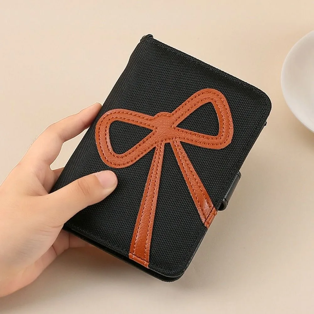

RFID Anti-theft PU Bow Passport Bag Multifunctional Card Holder Passport Clip Purse Cute Storage Card Bag Travel Accessories