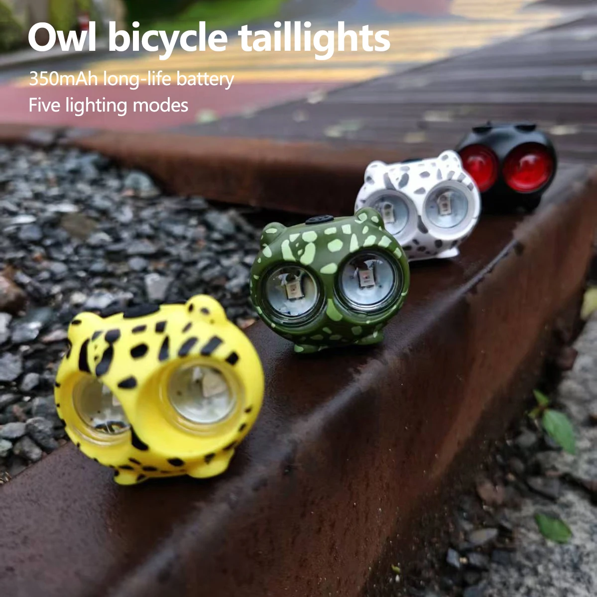 

350mAh Bicycle Tail Light Cartoon Owl Brake Vibration Sensing Tail Light Road Bike Night Riding Warning Light Type-C Charging