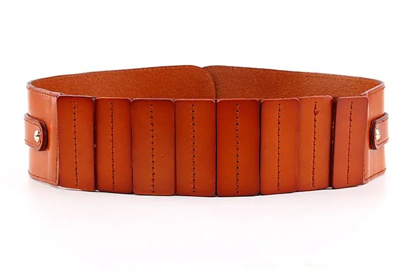 Women's Vintage First Layer Cowhide Leather High Quality Belt with Skirt Coat Elastic Belt