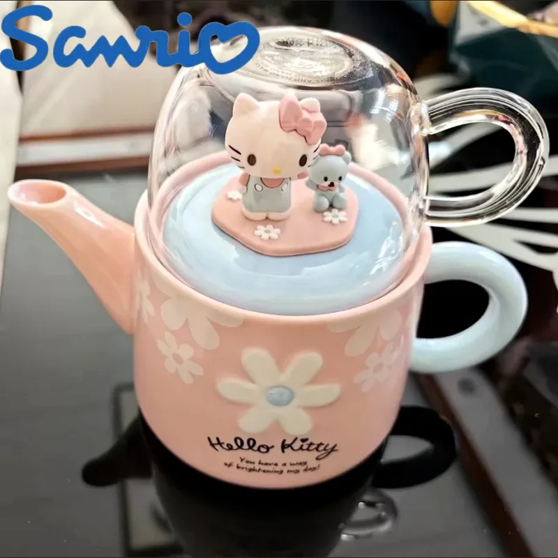 2024 Nowy Gorący Sanrio Anime Ceramiczny Czajniczek Kubek Śliczna Kreskówka Hello Kitty Kubek na Wodę Zestaw Wysokiej Wartości Dom Dziewczyna