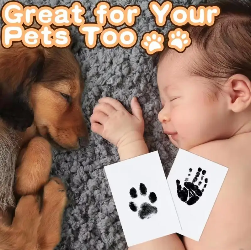 1/2Pcs Pet Handprint Footprints Ink Pads Safe Non-toxic No-Touch Skin Inkless Inkpad Kits Pet Cat Dog Paw Prints Souvenirs Gifts