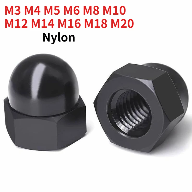 M3 M4 M5M6 M8 M10 M12 M14 M16-M20 PA66 Nylon Hex Cap Nuts: Corrosion-Resistant Insulated Fasteners for Furniture and Electronics