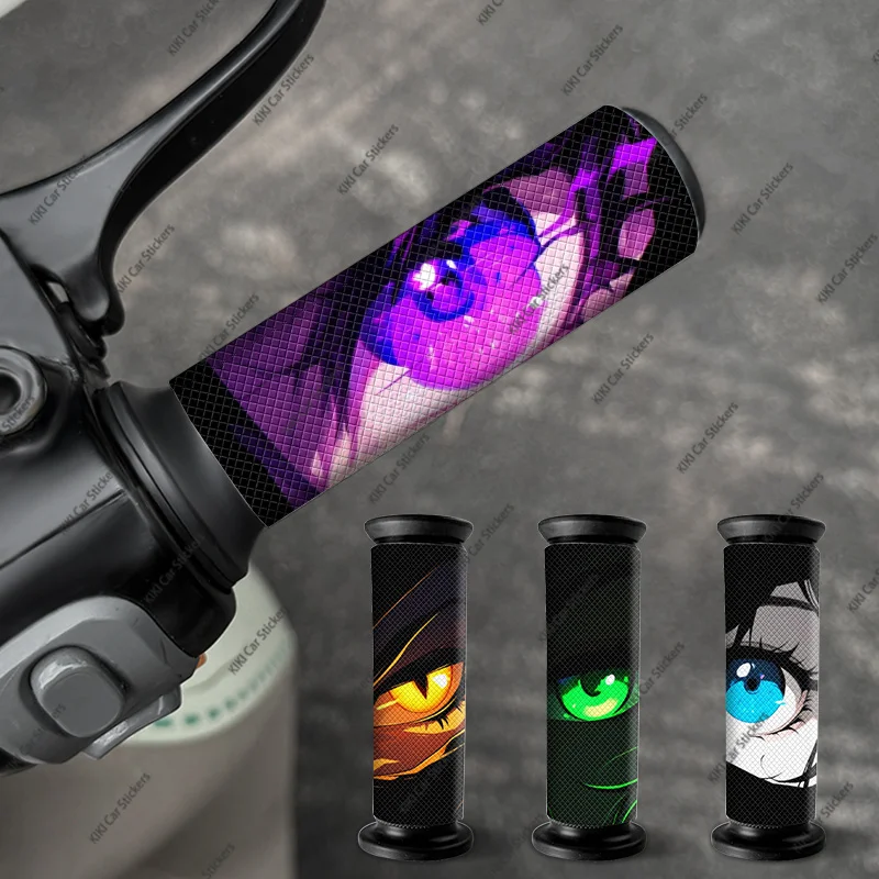 

2pcs Anime Style Cool Eye Motorcycle Stickers Waterproof Sunproof Anti-slip for Bicycles Scooter Grip JDM Style Decoration