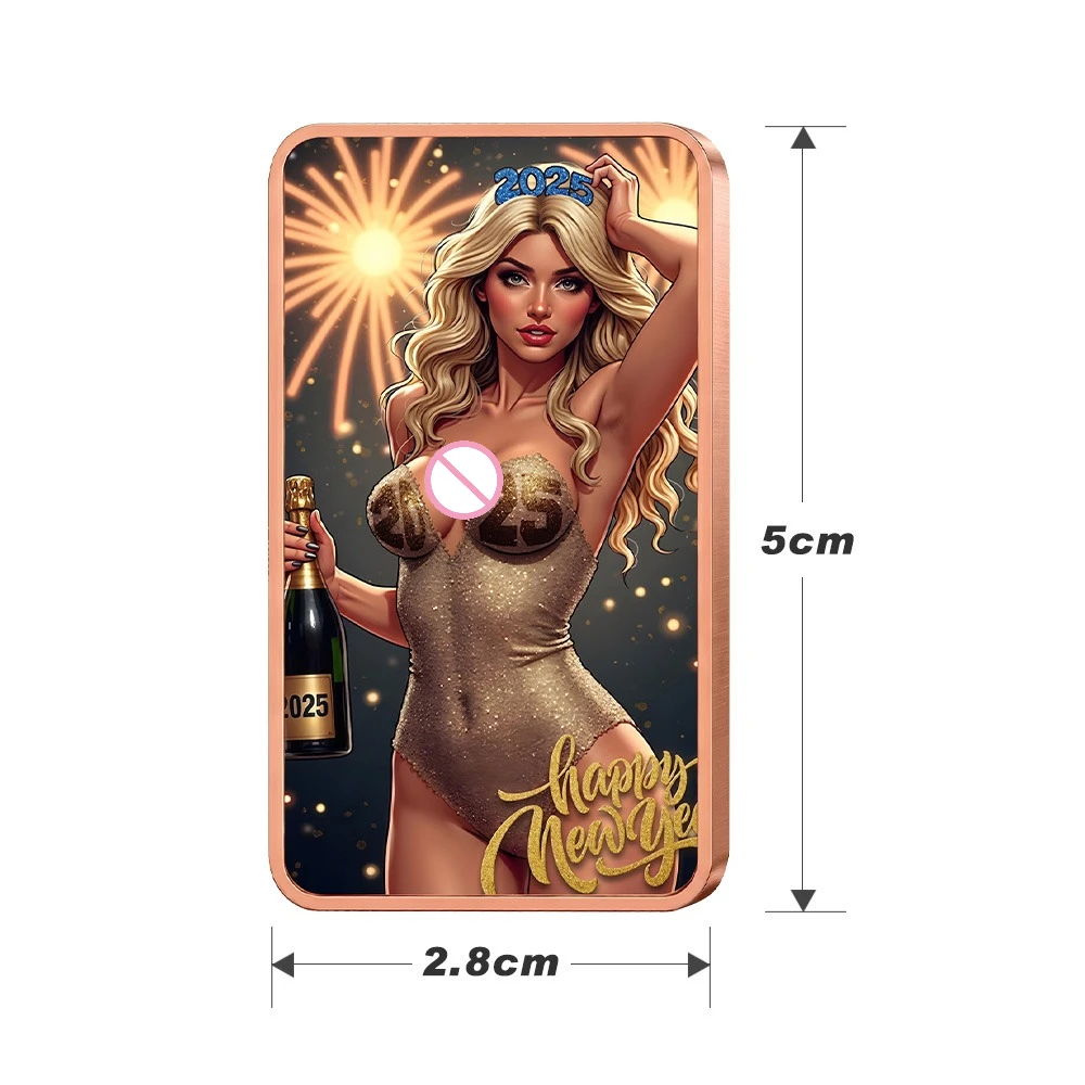 1OZ .999 Fine Copper  Bar Carnival Exotic Women Character Color Printed Ingot Metal Collectible Souvenir Home Table Decoration