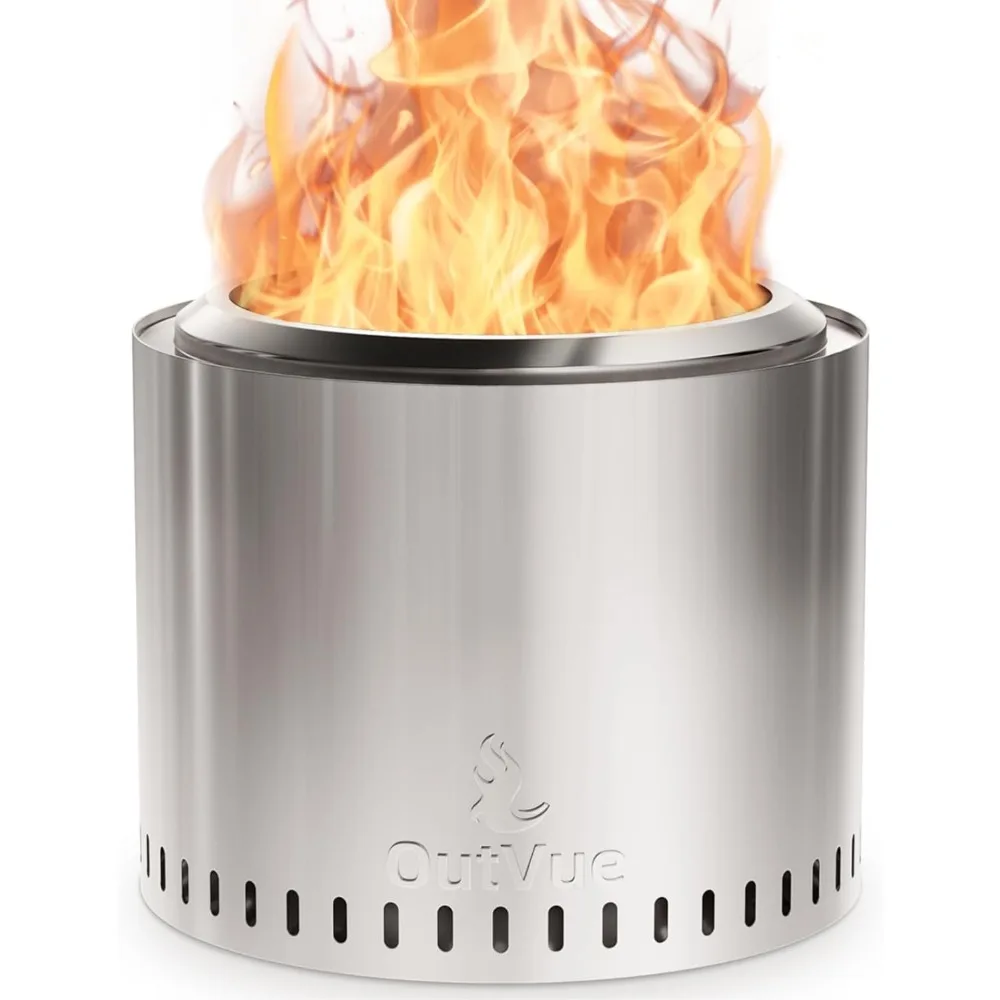 

19.5" Stainless Steel Smokeless Fire Pit, Outdoor Smokeless Firepit with Tote Bag&Fire Poker, Wood Burning Fire Pits for Camping