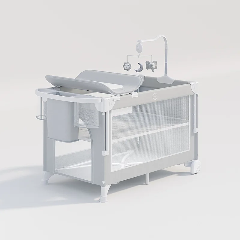 سرير أطفال متعدد الوظائف، روضة أطفال محمولة قابلة للطي، سرير لحديثي الولادة، سرير كبير على الطراز الأوروبي