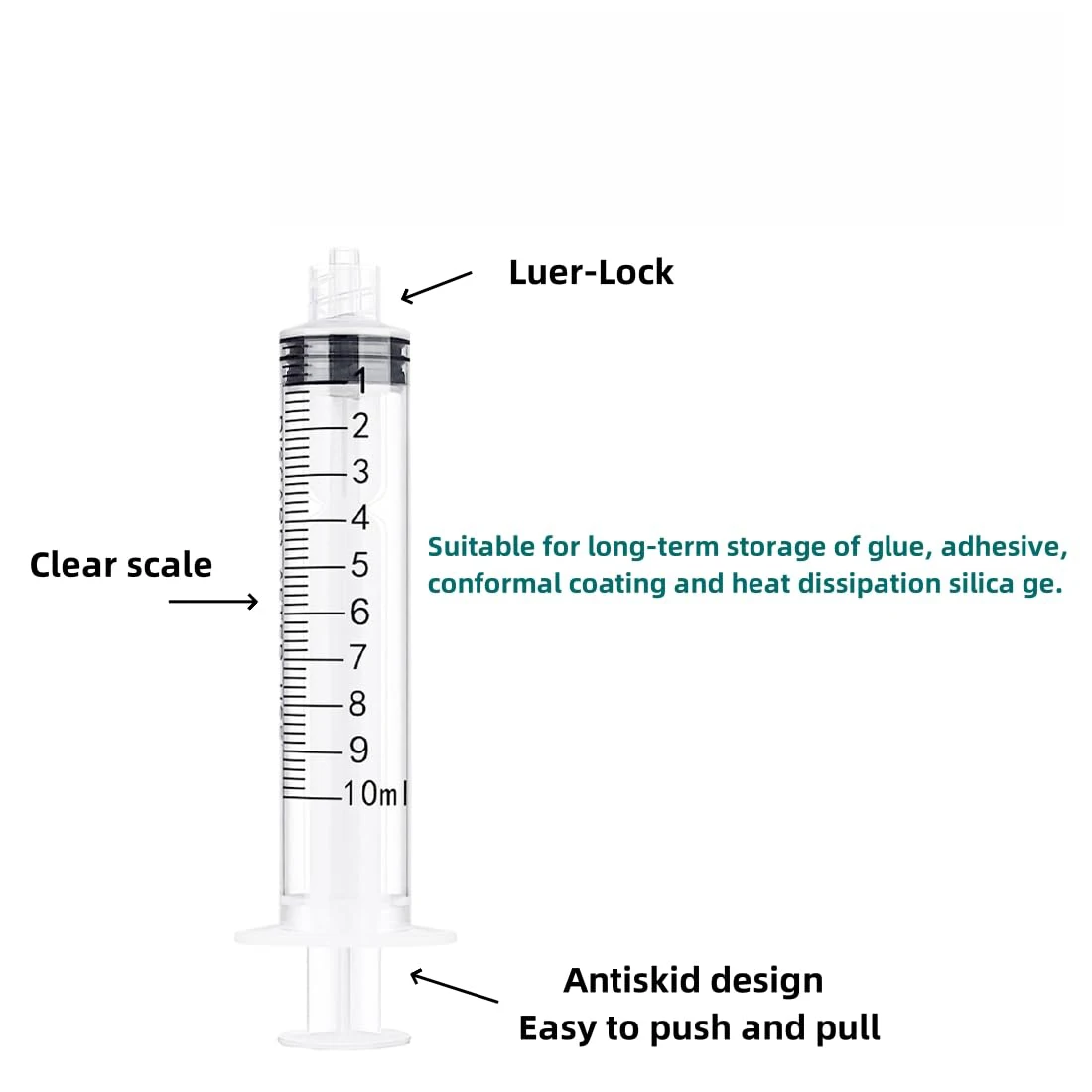 100Pcs 10ml Sterile Luer Lock Syringe Individually Packed Dispenser Tool For Measuring Nutrient Hydroponics, Lab Use