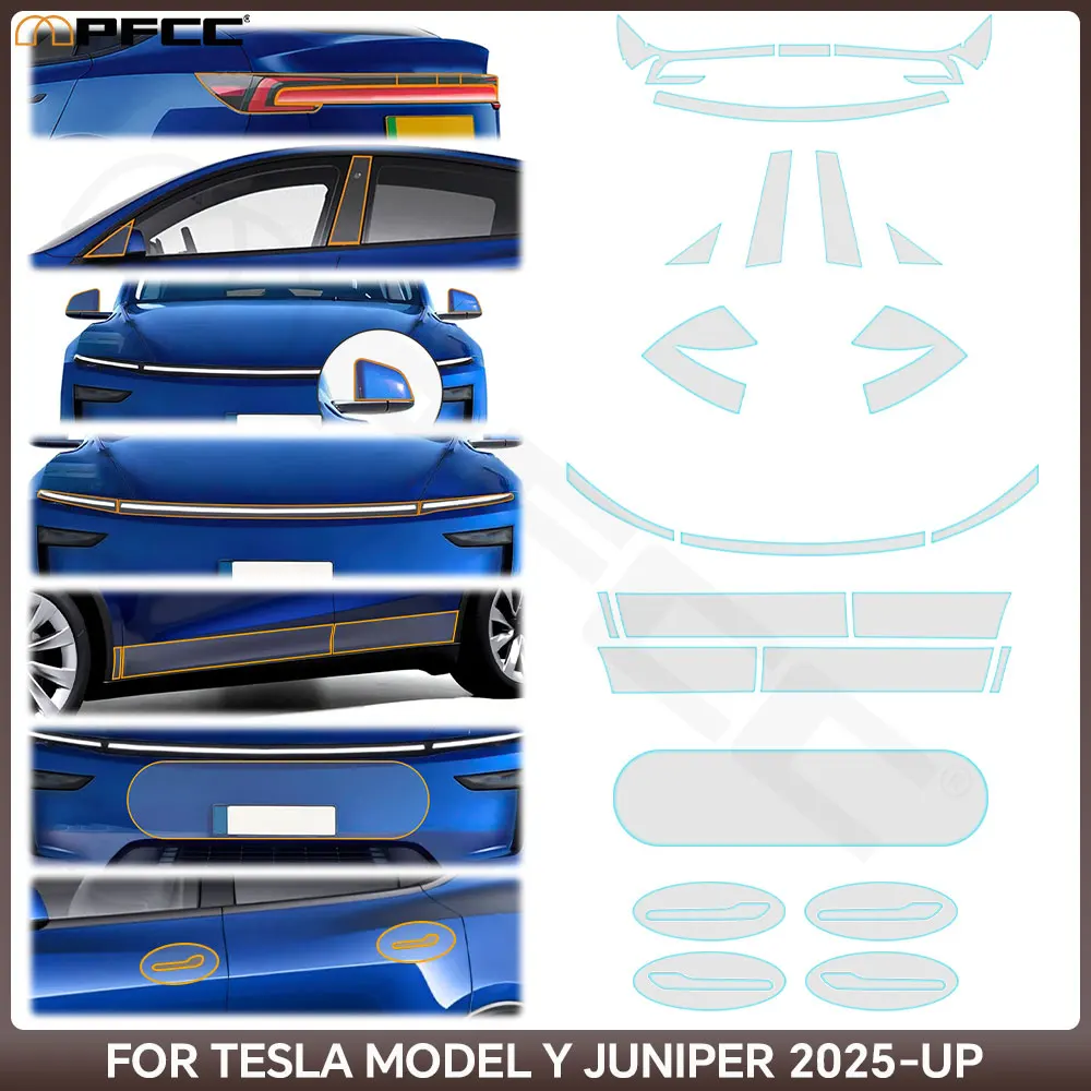 

For Tesla Model Y Juniper Model y 2025 2026 TPU Car Headlight RearView B Pillars Film Paint Protection Anti-scratch Accessories