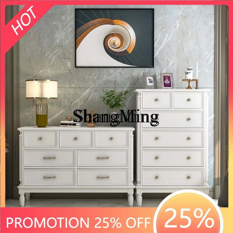 

Шкаф для хранения вещей SM Home из массива дерева, простой, в стиле лёгкой роскоши, для спальни и гостиной, современный, белый, многофункциональный.