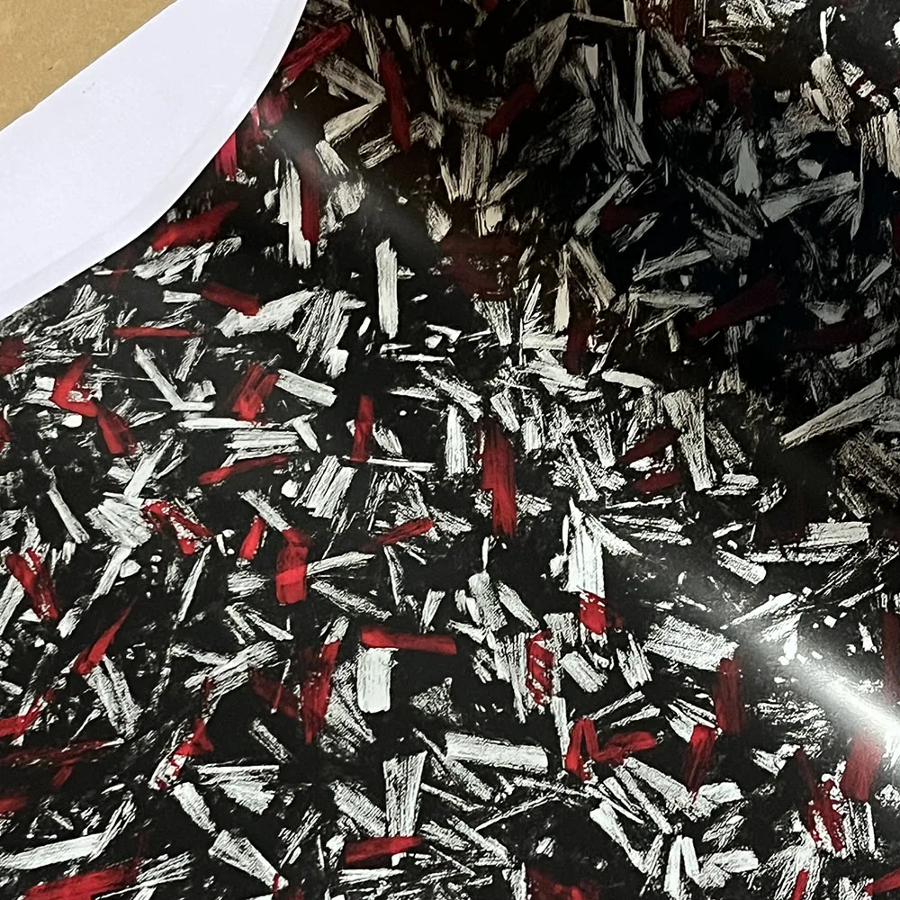 Silver / Red Forged Carbon Fiber Filament Water Transfer Printing Film  Hydrographic film Hydro Dip Print Film Width 50CM