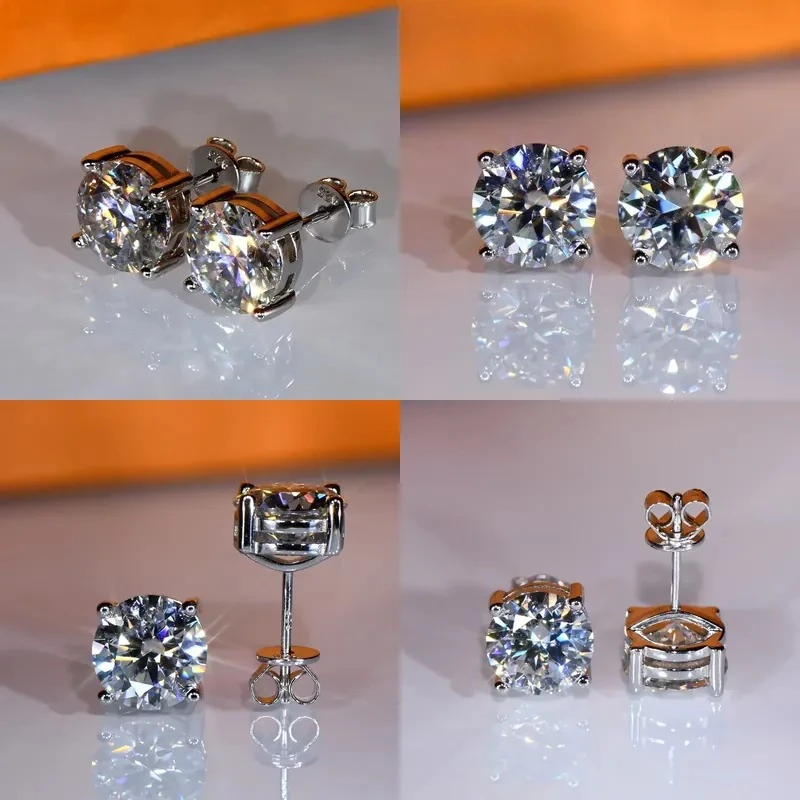 IOGOU Luxury 11MM 5ct Real Big Moissanite Diamond Stud Earrings for Women Classic 925 Sterling Silver Earring Jewelry with