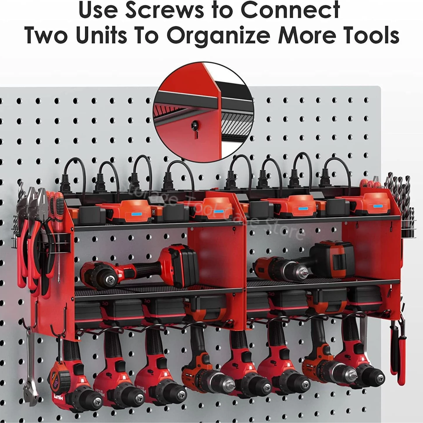 Hand Power Tool Organizer Rack 3 Layers Floating Tool Shelf Electric Drill Holder Wall Mount Wrench Tool Workshop Garage Cabinet