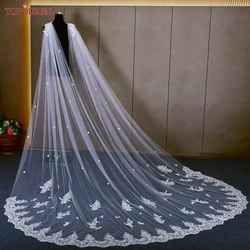 TOPQUEEN G71 Wedding Cape Veil Lace Edge Bolero donna Big Size Wedding elegante donna scialle cattedrale Droped Cape White DIY Cloak