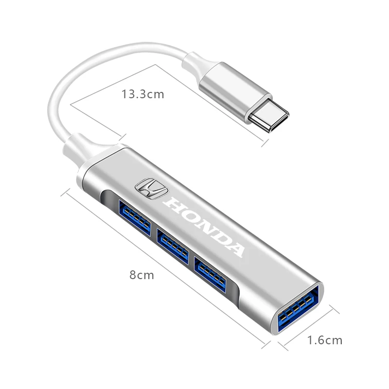 محطة إرساء محمولة 4 في 1 USB TypeC مهايئ توزيع ملحقات لهوندا سيفيك أكورد صالح جاز بايلوت CRV أوديسي جواز السفر #5