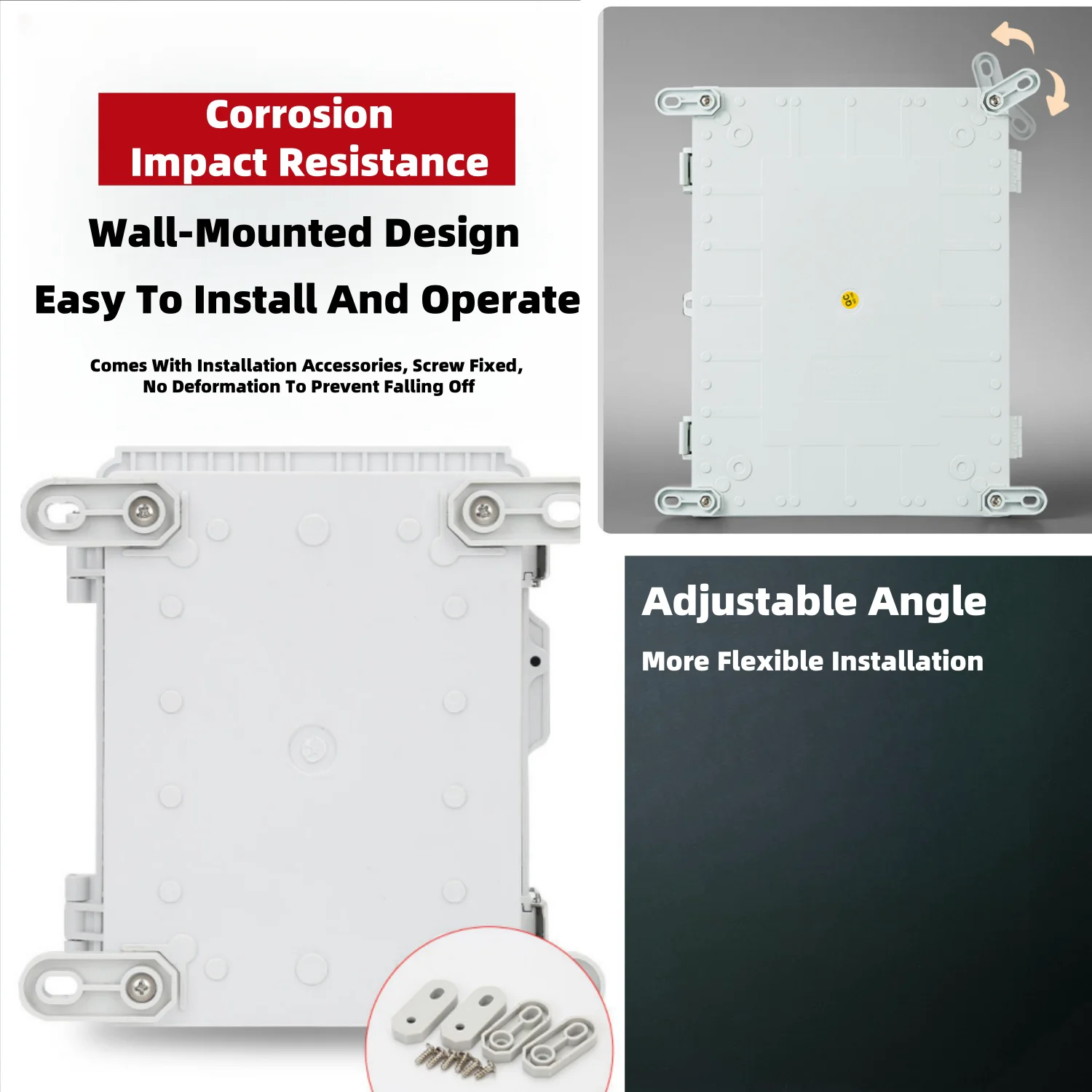 Weatherproof Outdoor Electrical Box Junction Box IP67 ABS Plastic Enclosure Project Box with Mounting Plate with Wall Bracket