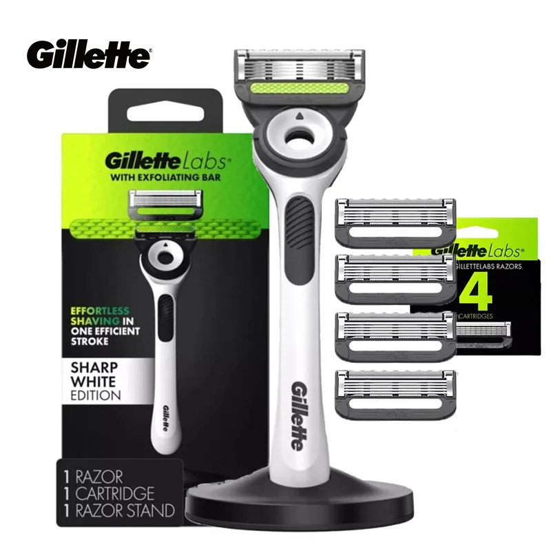 Gillette Labs Razor for Men Flexdisc 5-Layer Blade Sharp Beard Shaving Razor with Exfoliating Bar