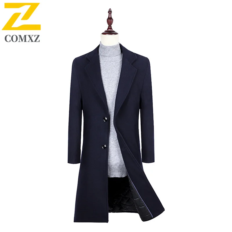 

COMXZ Мужская длинная шерстяная куртка для повседневного использования, теплая функция, уличная ветрозащитная куртка для путешествий на выходные, стильный дизайн, зимние куртки