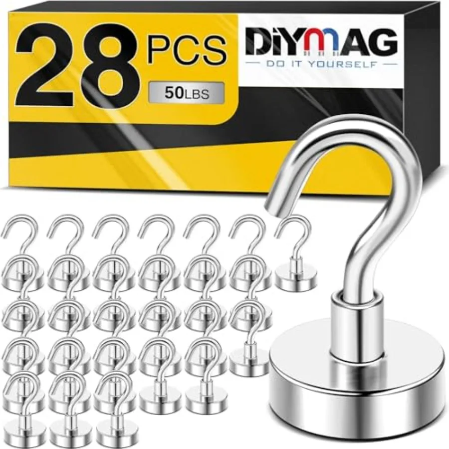 

28-Pack Strong Heavy Duty Magnetic Hooks for Kitchen Refrigerator Classroom Cruise Cabins and Other Household Accessories Silve