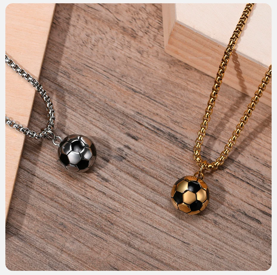 TEAMER Collana E Bracciale Calcio In Acciaio Inossidabile - Ciondolo Pallone Regolabile Per Uomo, Donna, Ragazzi - Regalo Per Sportivi