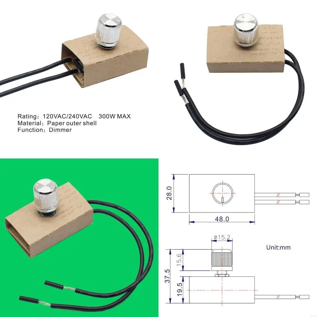 M6CB LED Dimmer Rotary Switch Replacement 120V/240VAC 300W Stepless Dimming Switch