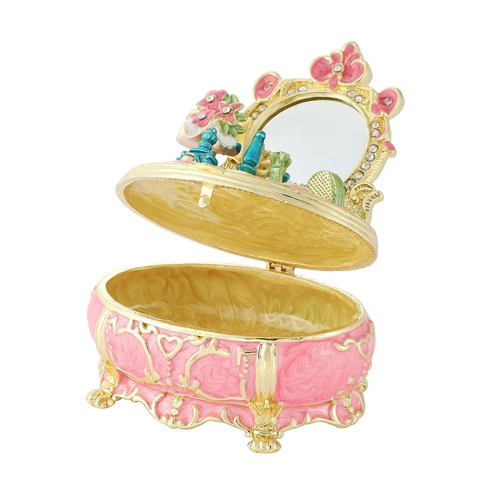 

Enamel Jewelry Trinket Box Handcraft Women Desktop Keepsake Box Necklace Display Ornament Elegant Dresser Design Home Decor
