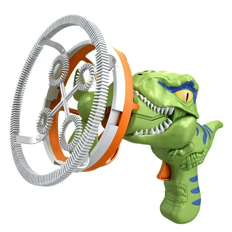 Automatische Seifenblasenmaschine, Dinosaurier-Seifenblasenpistole, mit Cartoon-Lüfter, Seifenwasserblasengebläse, für Kinder, Sommer, Outdoor, Spielzeug, Geschenke