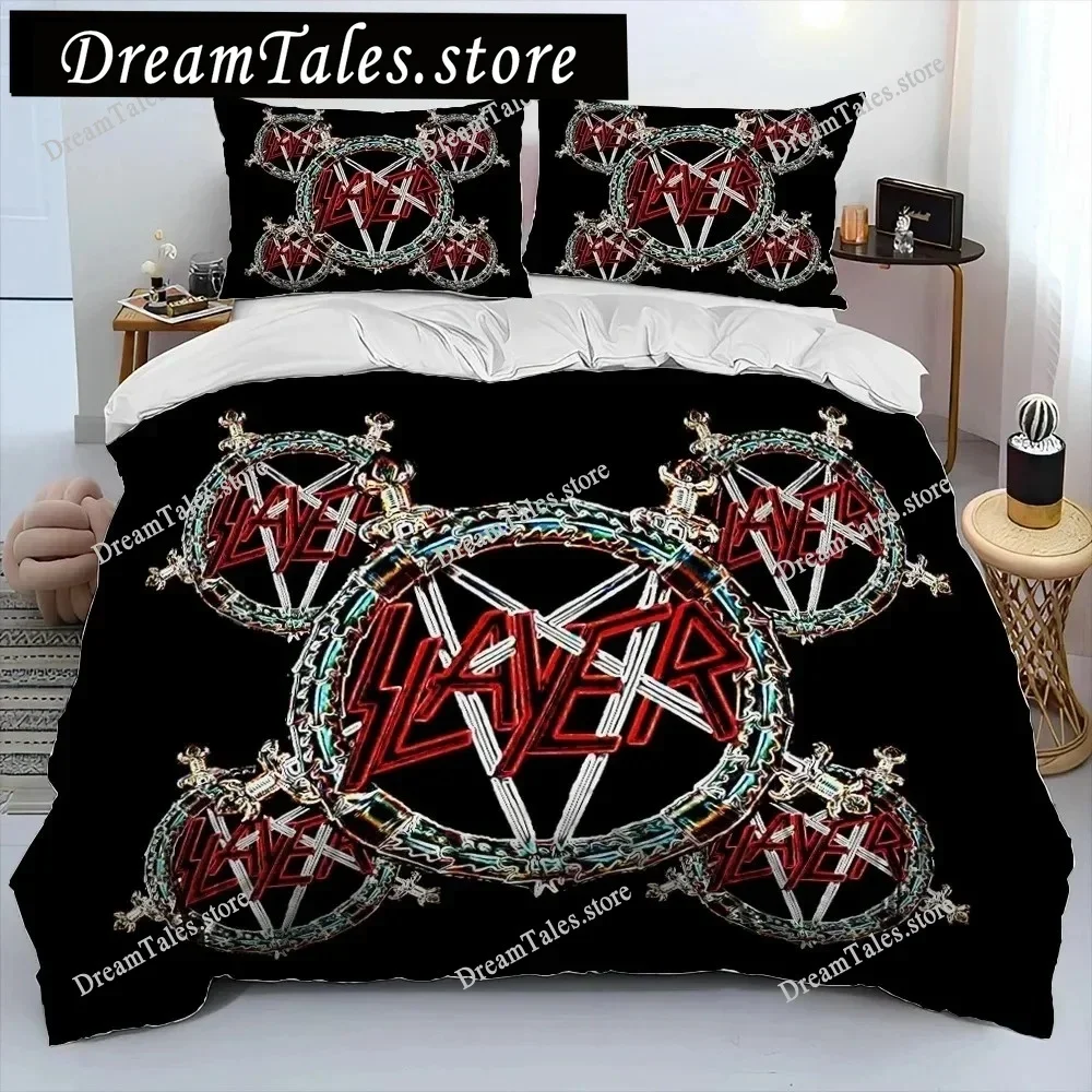 Slayer Heavy Metal Band Music Comforter Bedding Set,Duvet Cover Bed Set Quilt Cover Pillowcase,king Queen Size Bedding Set Kids3