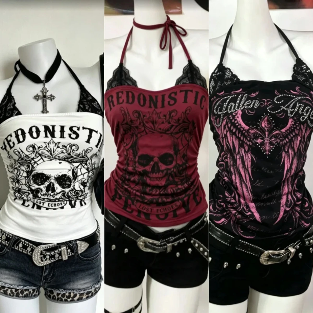 Amerikanisches Vintage Y2K Shorts-Set für Damen, Hot Girls Slim Print Camisole, Harajuku Casual Chic Street Daily Party Zweiteiler-Outfit