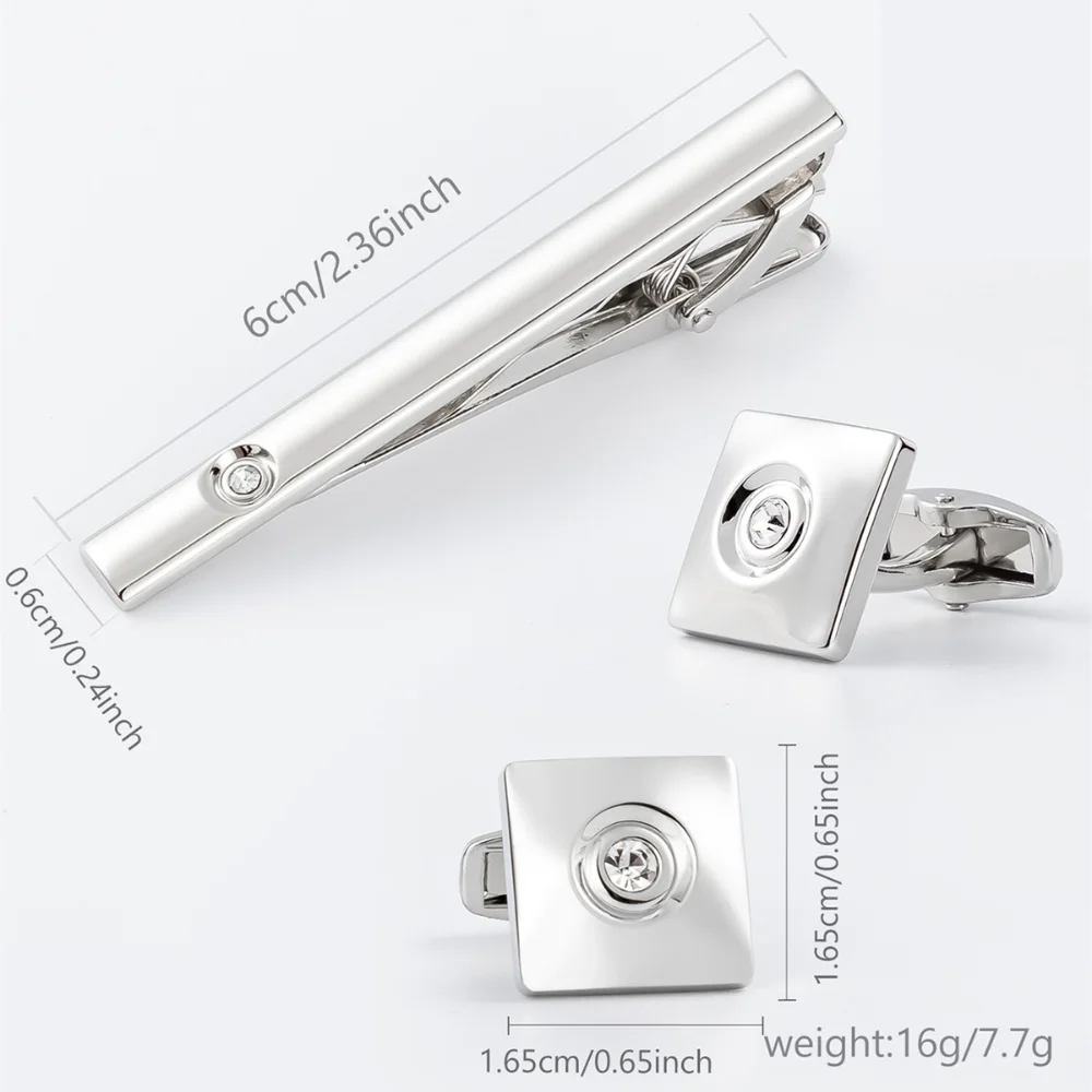 Vergulde enkelkristal vierkant - Tie Clip Set recensie en prijs
