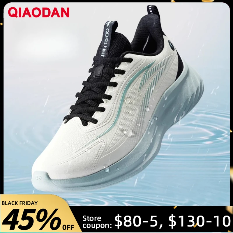 

QIAODAN мужские кожаные водонепроницаемые кроссовки для бега, осень 202, нескользящие кроссовки на мягкой подошве с поглощением QXB023254233