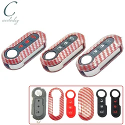 Cocolockey Red Key Fob Shell Cover For FIAT 500 500L 500X Abarth 3Buttons Folding Remote Key Replacement Plastic New Look Car