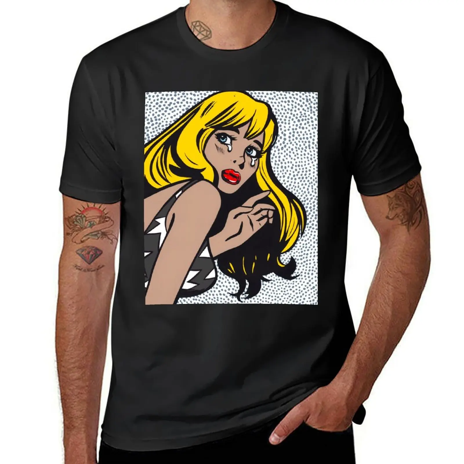 

Blonde Bangs Crying Comic Girl T-Shirt blanks funnys heavyweight t shirts for men