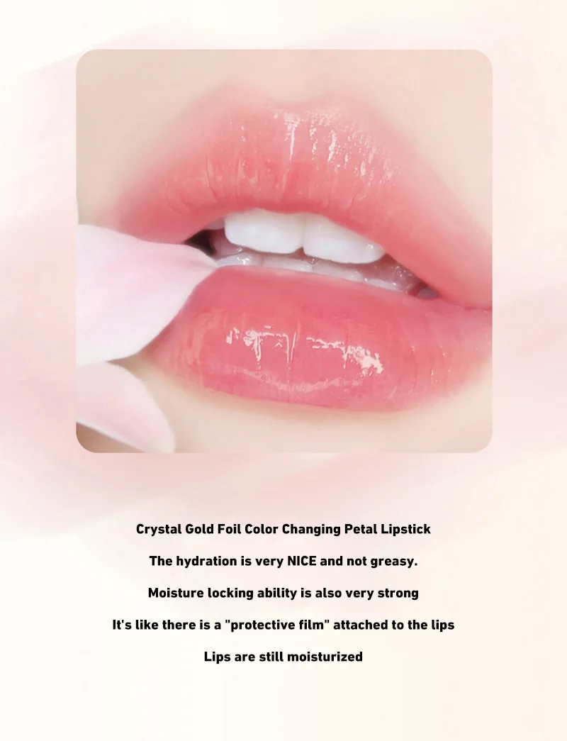 Color Changing Petal Jelly Lipstick Nourishing Moisturizing Waterproof Fading Staining Cup Changing Balm Temperature Lip Makeup