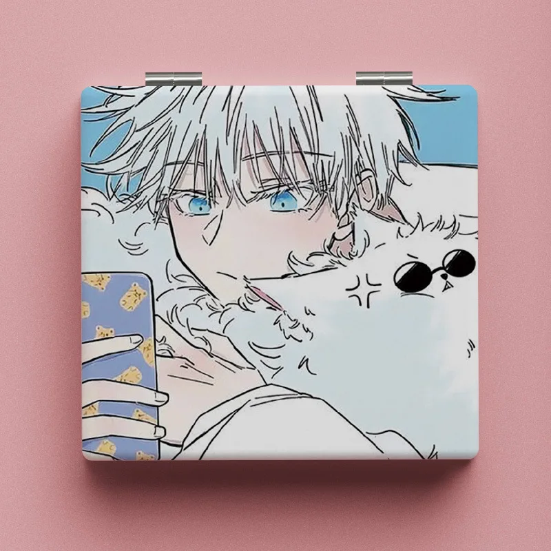 Anime Jujutsu Kaisen Gojou Satoru Inumaki Toge Student Cartoon Folding Mirror Cosplay Portable Makeup Mirror Girls Birthday Gift