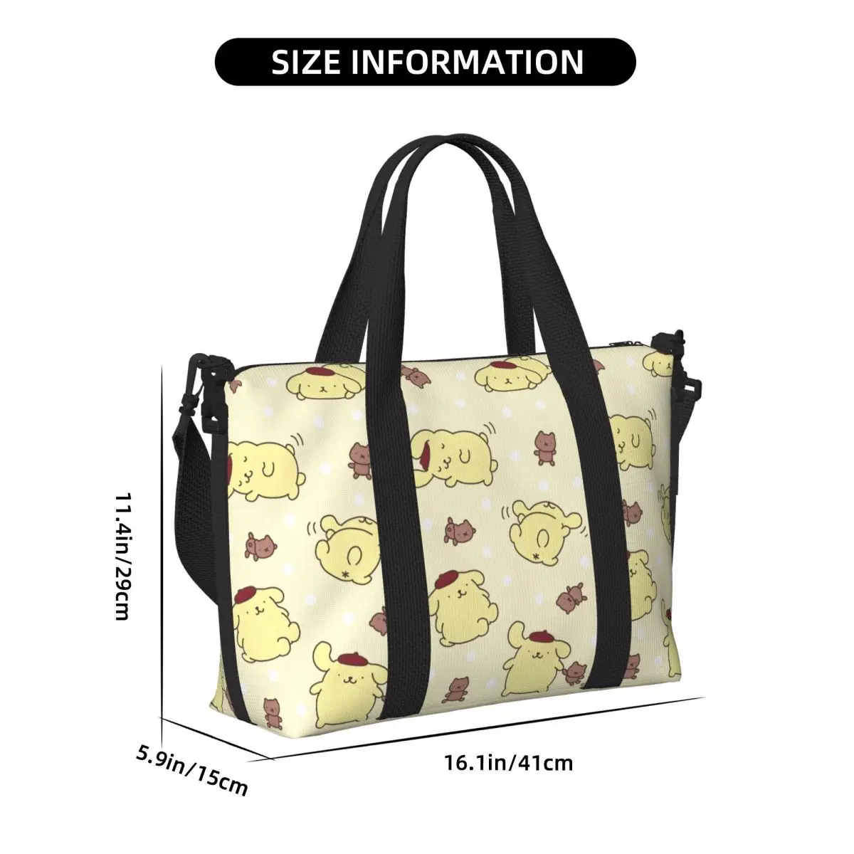 مخصص كبير Pompompurin حمل حقيبة المرأة الكلب أنيمي الكتف التسوق رياضة الشاطئ حقيبة السفر