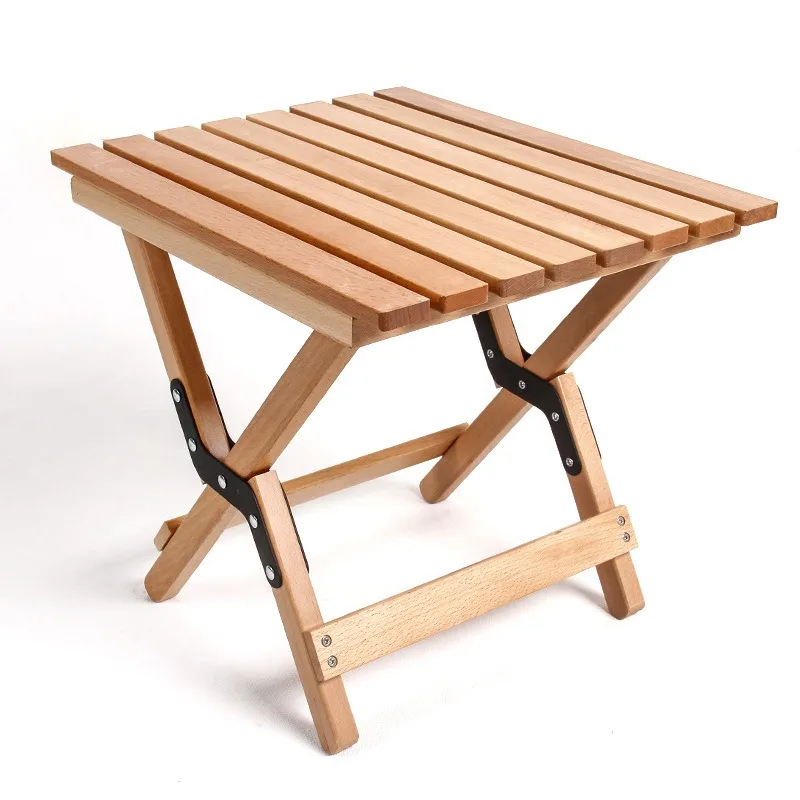 Outdoor folding solid wood horse stool, camping table and chair dual-purpose small bench mini small coffee table