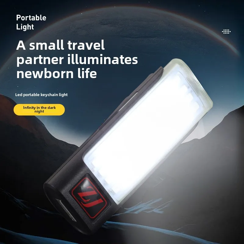 Mini Outdoor Fluorescent Light Keychain, Direct Charging Magnet, USB Portable Work Light, Multifunctional Hiking and Camping