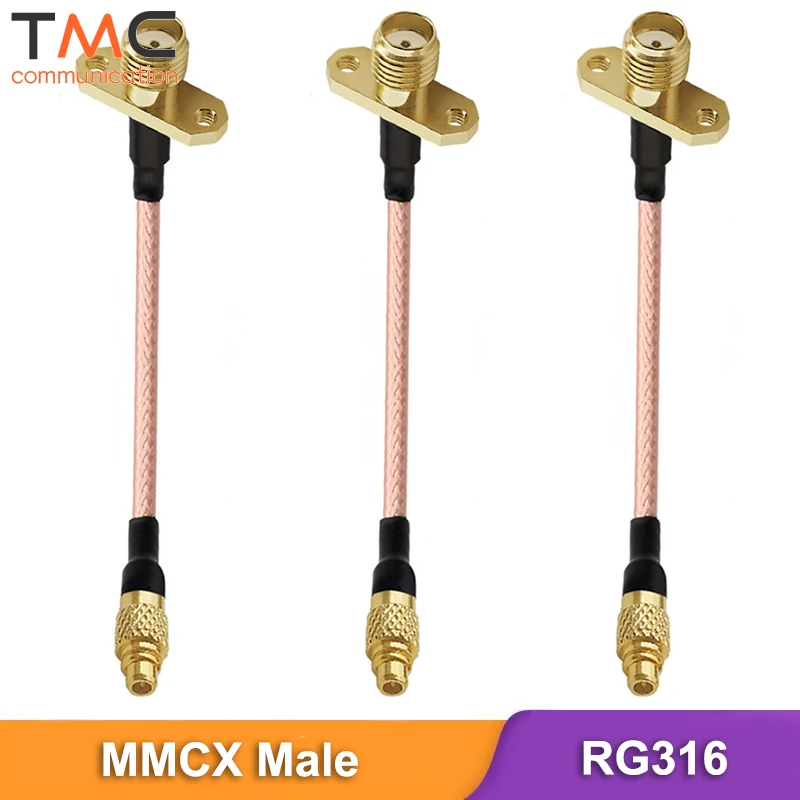 SMA Female 2 Hole Panel Mount to MMCX Male Straight Plug RG316 Pigtail RF Coaxial Cable Extension for Drone Antenna