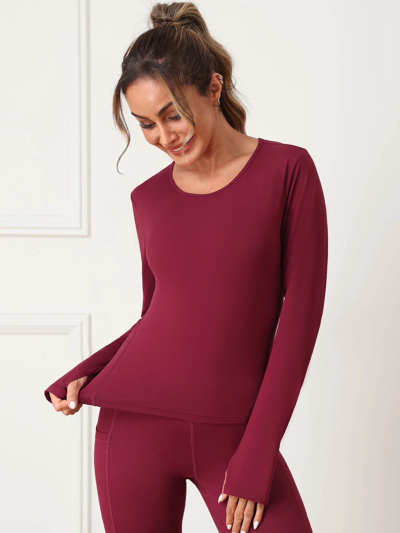 Women's Casual Long Sleeved Gym Sports Top Fitness Training Top Solid Color Slim Fit Breathable Street Daily Quick Drying Top