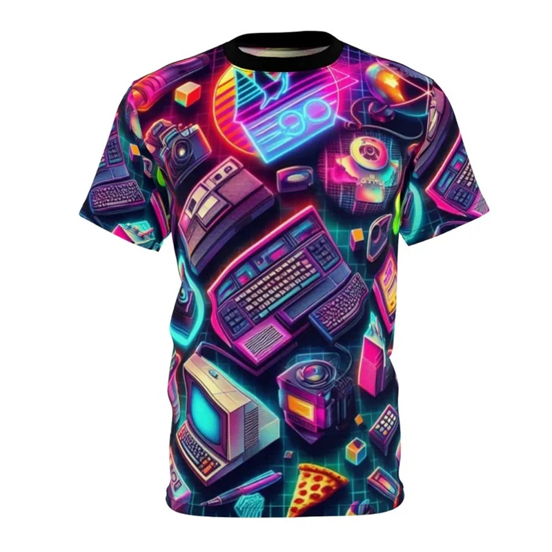 Retro Gaming Radio Men's T Shirt Short Sleeve Oversized T-shirt Game Player Fashion Trend 2025 Harajuku Street Children Tee Top