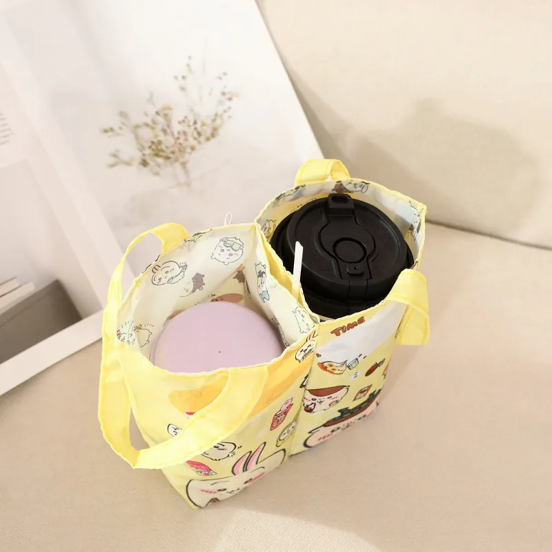 Hot Chiikawa Usagi Foldable Water Cup Bag Dual Drink Holder Portable Cup Carrier Bag Milk Tea Coffee Beverage Carrier Outdoor view 2