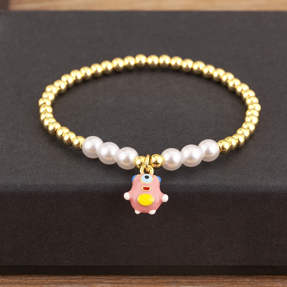 New Fashion Monster/Mushroom/Banana/Ice-cream Shape Cute Bracelets For Female Punk Style Pearl Beads Jewelry Accessories Gifts