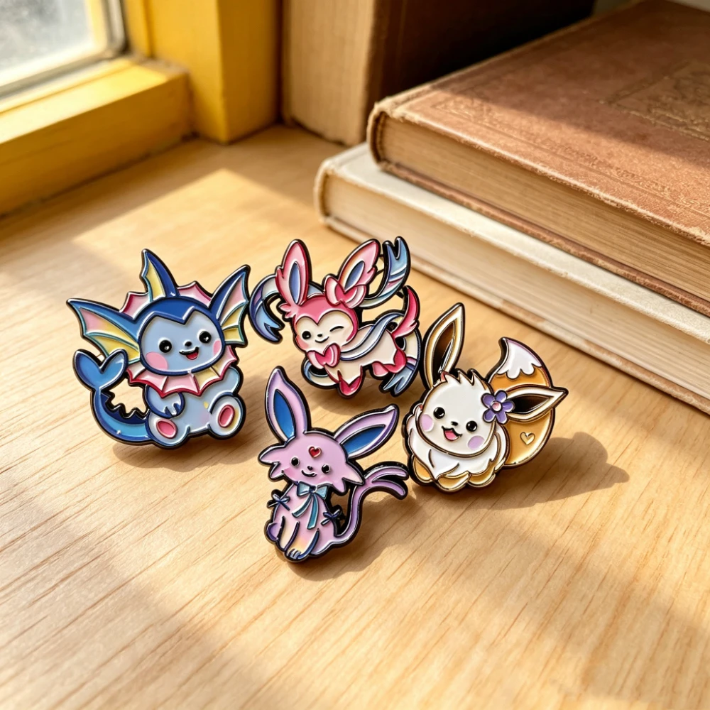 9 Stück/Set Japanische Anime-Elfen-Emaille-Anstecknadeln, niedliche Monster-Metallbroschen, Reversnadeln, Fantasy-Abenteuer-Schmuck, Geschenk für Sammler – Detail 4