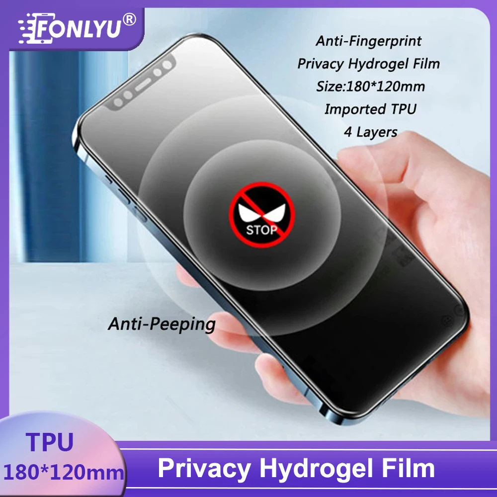 

FONLYU Privacy Hydrogel Film Anti Peeping For Hydrolic Plotter Cutting Machine For iphone 15 14 13 12 Pro Front Screen Protector