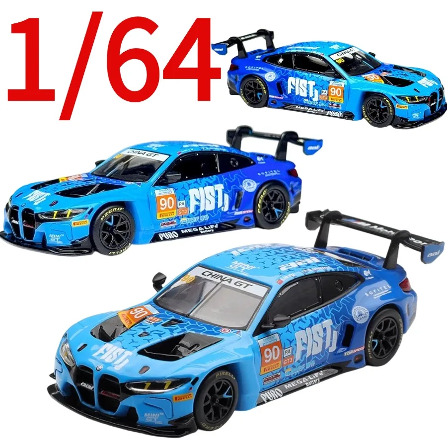 minigt-diecast-1-64-bmw-m4-gt3-evo-50-blue-alloy-car-model-item-1215-play-vehicles-collectible-model-cars-toys-for-boys-gift